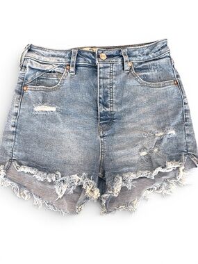 Free People We The Free Distressed Denim Cutoff Shorts High Rise Raw Hem Size 26